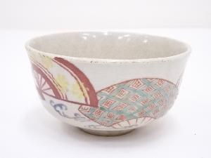 京焼　色絵扇面茶碗